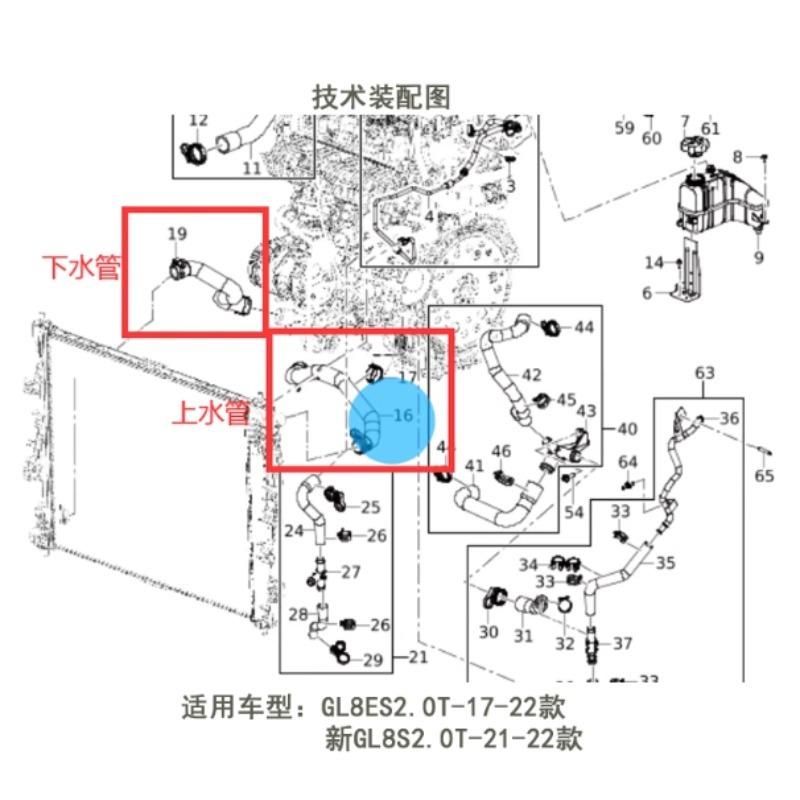 Water Tank Upper Down Pipe Radiator Inlet Outlet Hose 26234302 26234301 for Buick GL8S ES 2.0T 2017 2018