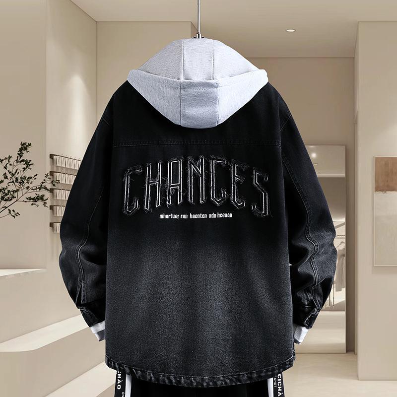 New Denim Jacket for Men In Autumn and Winter New American Lapel Embroidery Washing Handsome Loose Fashionable Jacket