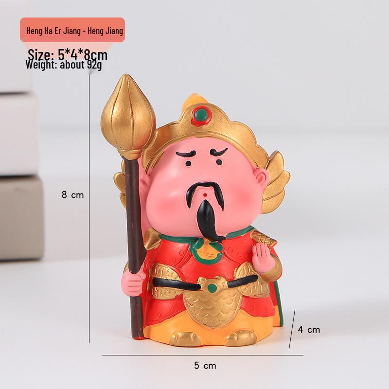 Heng Ha Door Gods Emotional Stability Desk Ornament - Cute Cartoon Figure Decoration