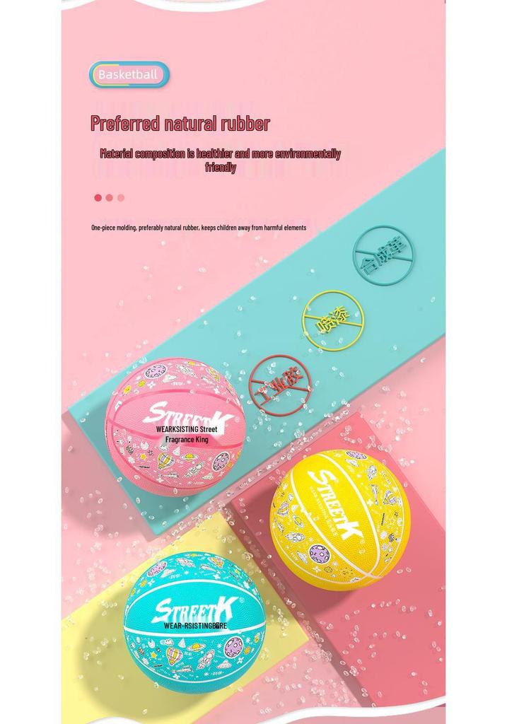 Children's Rubber Basketball - Sizes 3, 4, 5, 7, High Rebound, Wear-Resistant, Ideal for Kindergarten, Student Training & Competition.