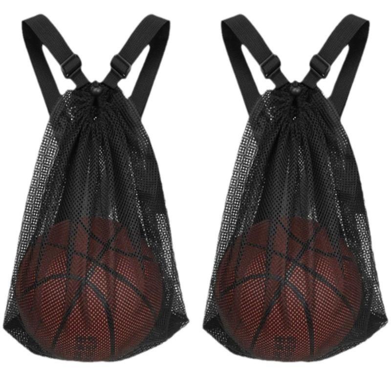1PCS Mesh Sports Ball Storage Bag - Drawstring Backpack for Basketball, Soccer & Volleyball with Portable Outdoor Design