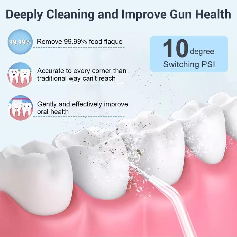 Water Flosser Thread Dental Floss Oral Irrigator with Rechargeable Battery 4 Nozzles Dental Irrigator Teeth Whitening Teeth Care