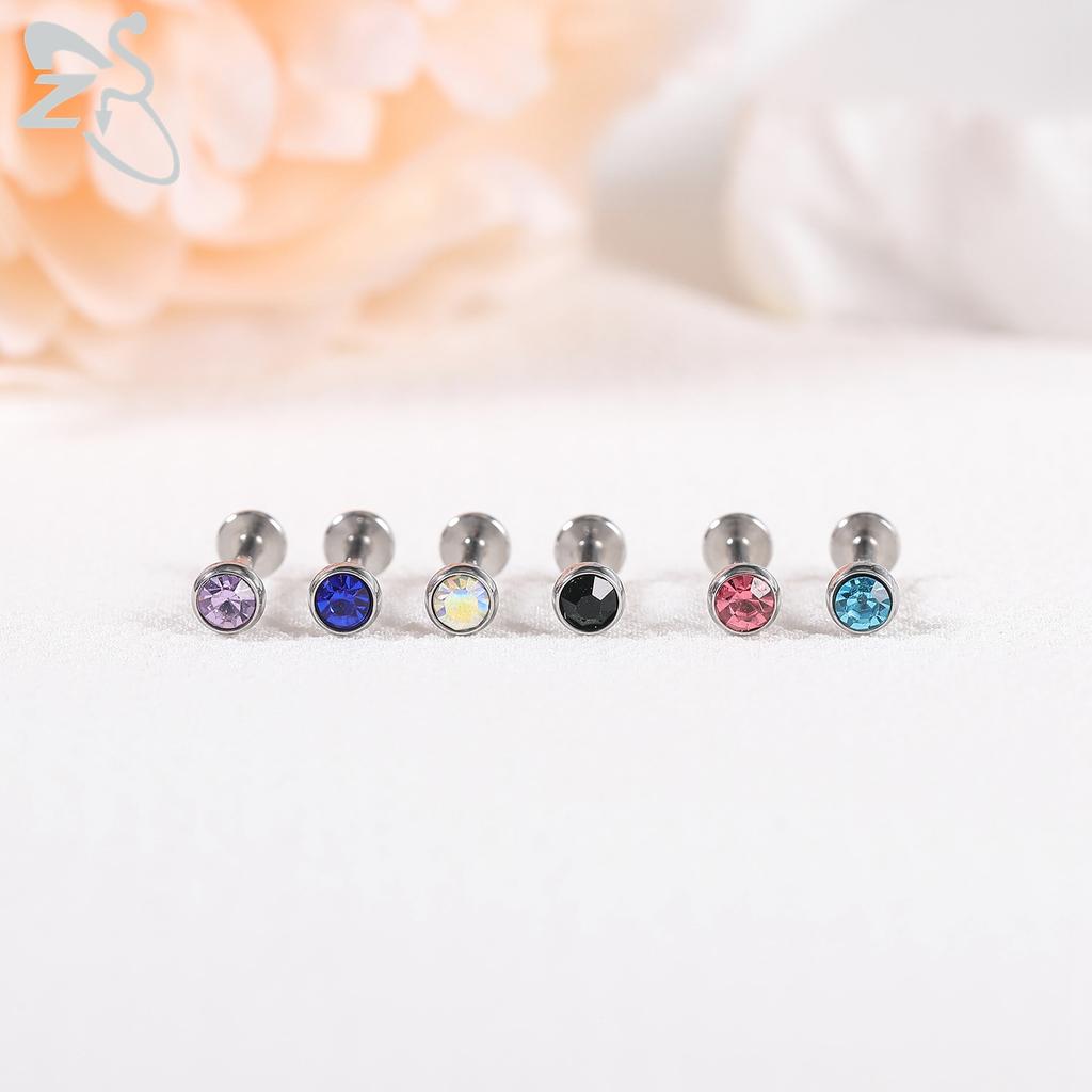 ZS 6-13 STK/LOT 16G Rustfritt Stål Leppe Labret Piercingsett Krystall Monroe Leppepiercing Øre Tragus Helix Bruskpiercing 6/8/10mm