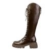 2024 New Boots Women's Spring, Autumn and Winter V-mouth Skinny Versatile Thick Heel Thick Bottom Brown Tall Boots Knight