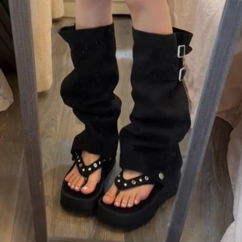 

Fashion 2025 Brand Ladies Shoes Open Toe Women s Sandals Fashion Belt Buckle Dress New Versatile Best Seller Platform Sandals Boots 35 чёрный