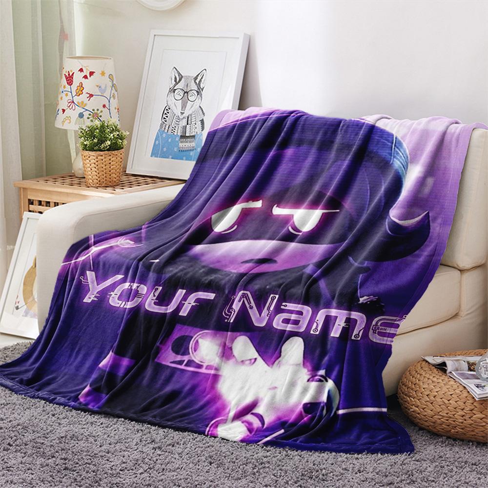 1PC Cyberpunk Hero Custom Name Patterned Flannel Blanket Suitable For All Seasons For Home Decor Warmth And Comfort Gifts Holiday Present