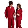 Couple's Chinese Style Pajama Set Long Sleeve Ice Silk Red Sleepwear Men’s Spring Autumn Wedding Gift Loungewear