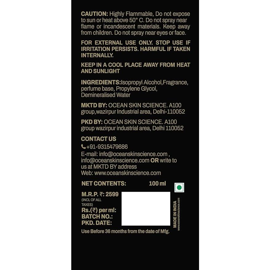 OCEAN SKIN SCIENCE Heavy Projection Perfume Body Spray for Long Lasting Luxurious Fragrance 100 Ml For All Occasion (SAFFRON, 100 ML)unisex