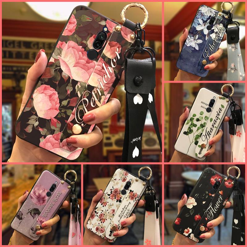 Flower Anti-knock Phone Case For Xiaomi Redmi 8 Silicone Wristband Anti-dust Soft case Fashion Design Phone Holder Ring