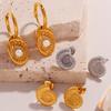 Retro Style Simple Thread Imitation Pearl Earrings Stainless Steel Gold-Plated Diamond-Encrusted Versatile Earrings Women