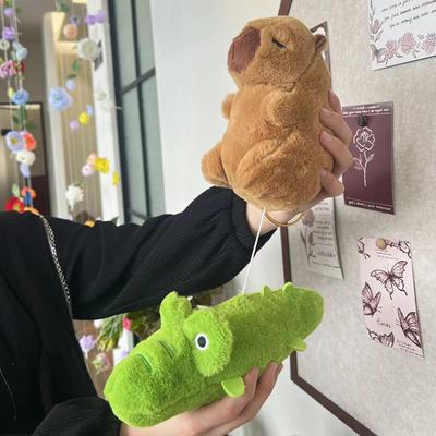New Riding Crocodile And Goose Capybara Plushie Soft Fuzzy Plush Toy Doll Capibara Toy Throw Pillow Birthday Gift Home Decora