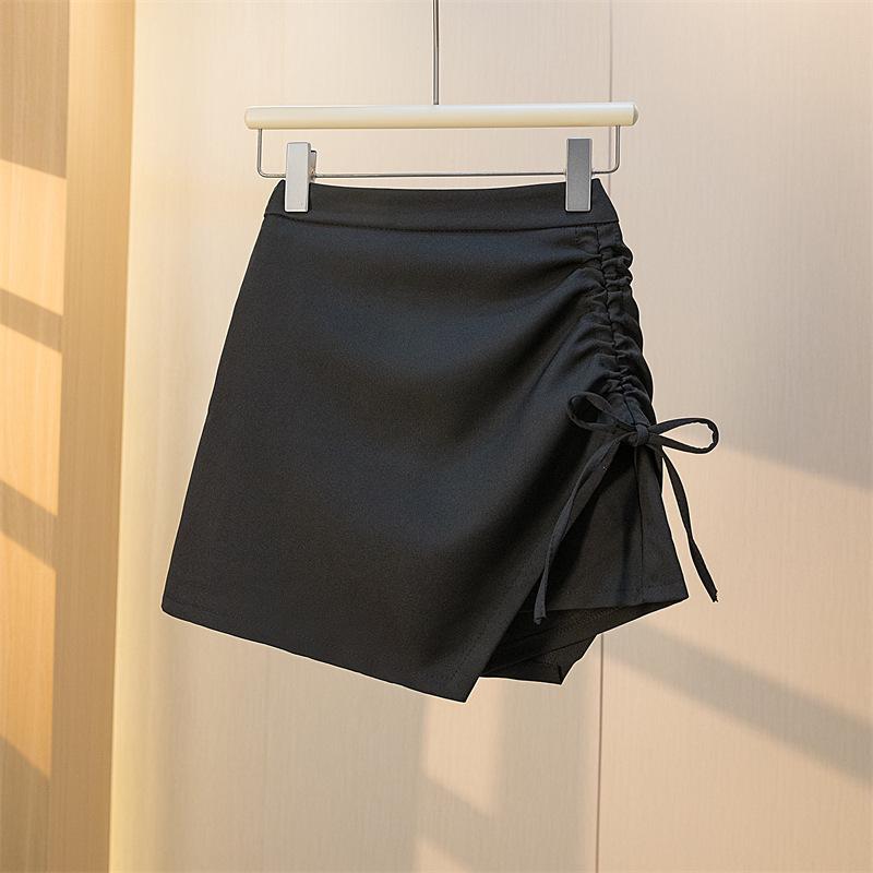 

Шикарная юбка-шорты большого размера с неровным подолом - Летний стиль Гонконга для женщин L чёрный