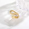 Cubic Zircon Irregular Hollow Opening Ring for Women, Geometric Twist Lines Stainless Steel Ring, Fashion Waterproof Jewelry