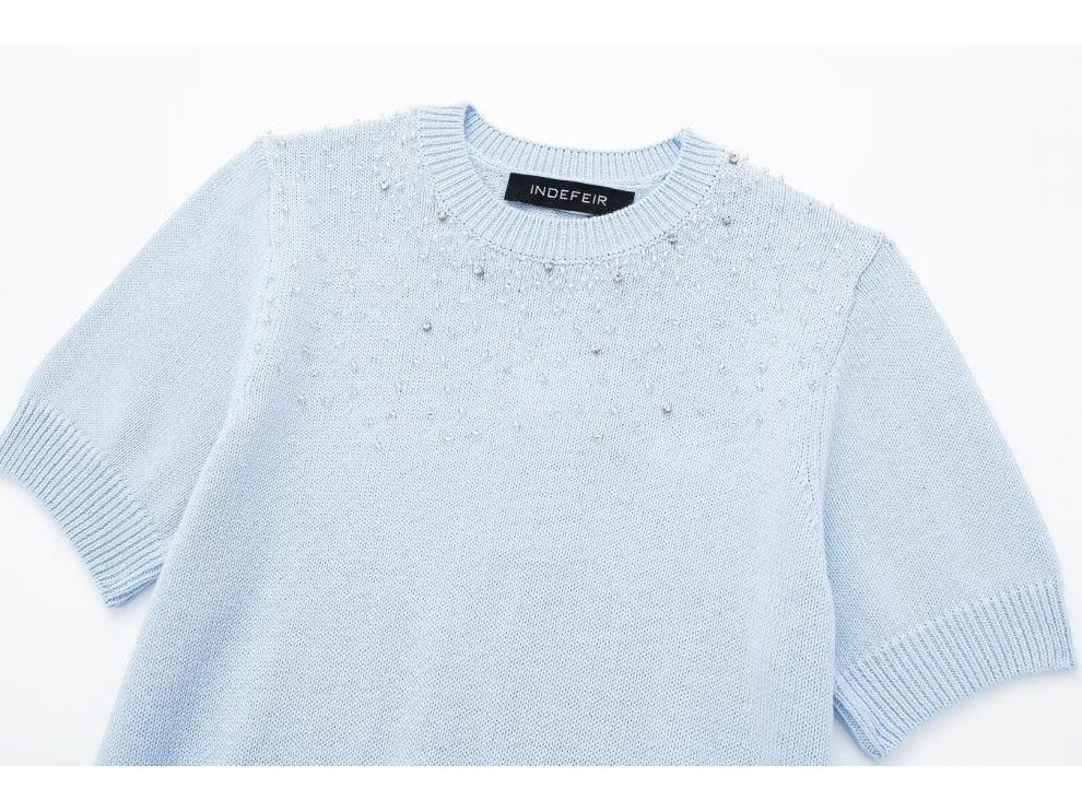 European & American Summer Women's Beaded Knit Sweater - Street Fashion Jewelry Embellished
