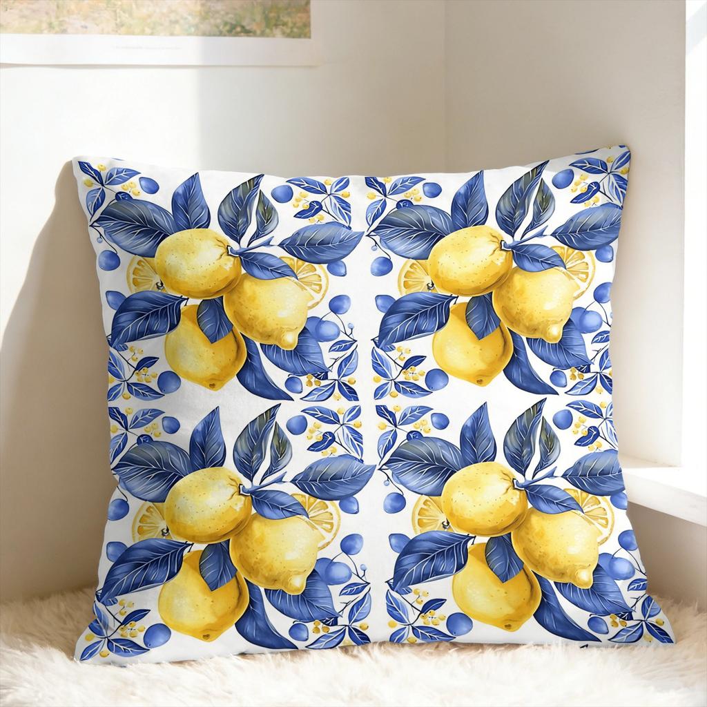 Lemon and Blue Pattern Pillow Case Soft Pillow Cover For Sofa Car Home Decor Novelty Cushion Cover