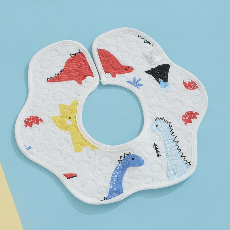Class A Newborn Baby Saliva Towel Crepe Waterproof Petal Bib Autumn Winter Children Eating Cartoon Cotton Bib