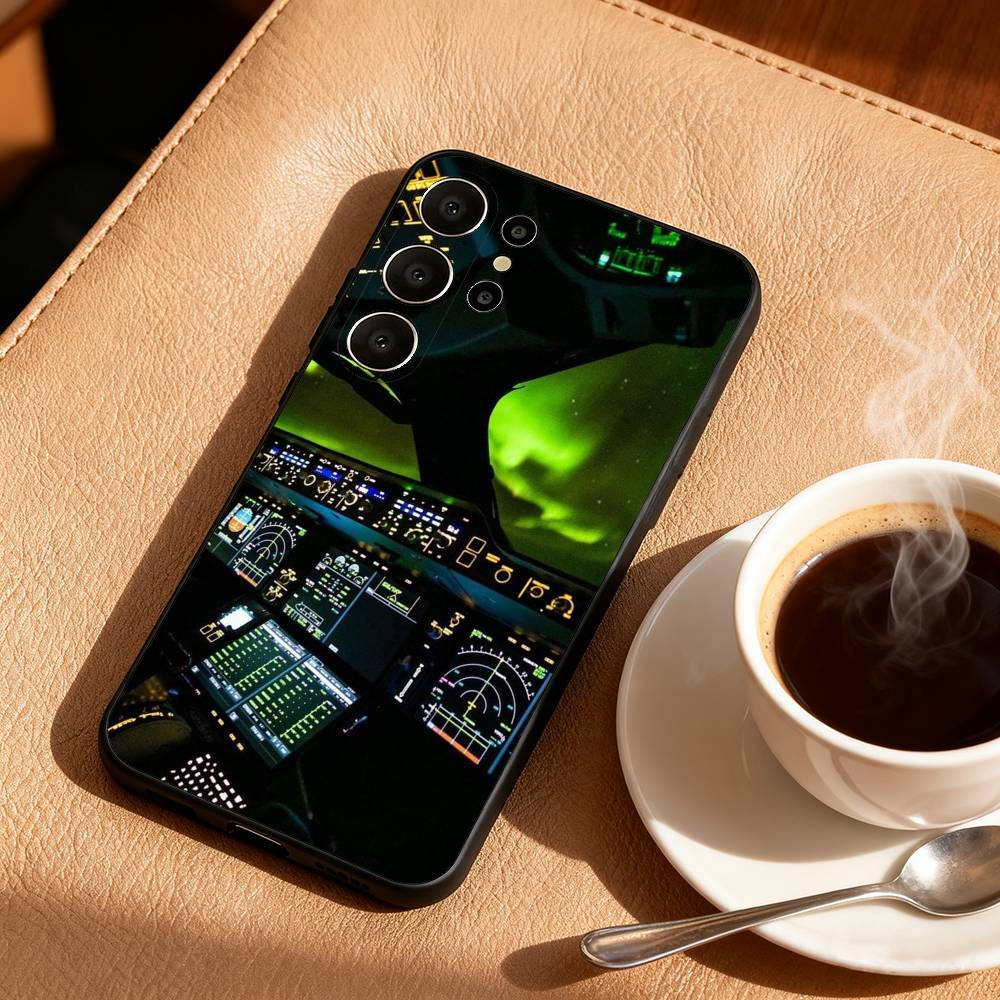 

A-Aviation C-Cockpit Pilot Phone Case For Samsung S26,S25,24,23,22,30,21,10,9,Ultra,Plus,Lite,FE Soft Black Case Samsung S22ULTRA5G