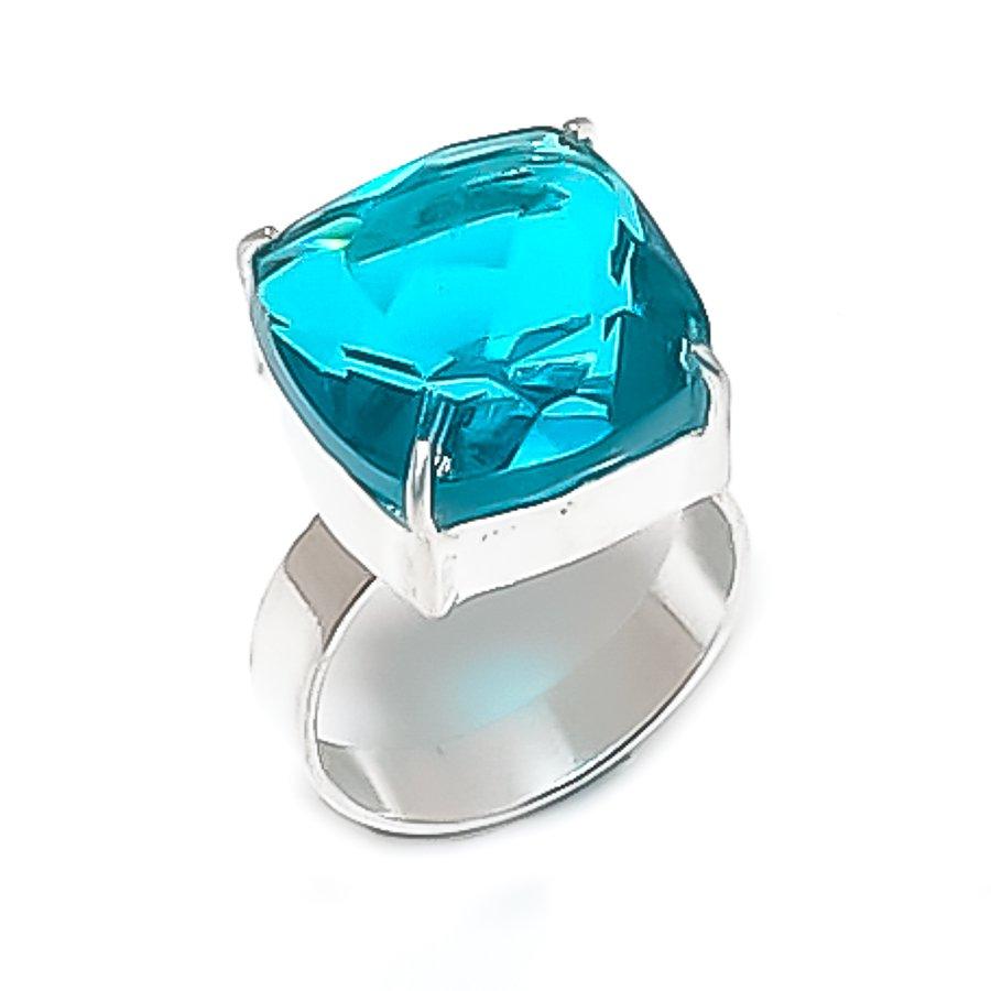 Swiss Blue Topaz Gemstone 925 Sterling Silver Jewelry Ring Size 7