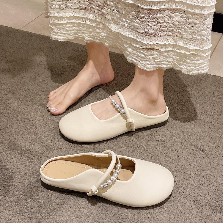 Baotou half slippers women's new spring wear one-pedal single shoes women's gentle skirt cool slippers