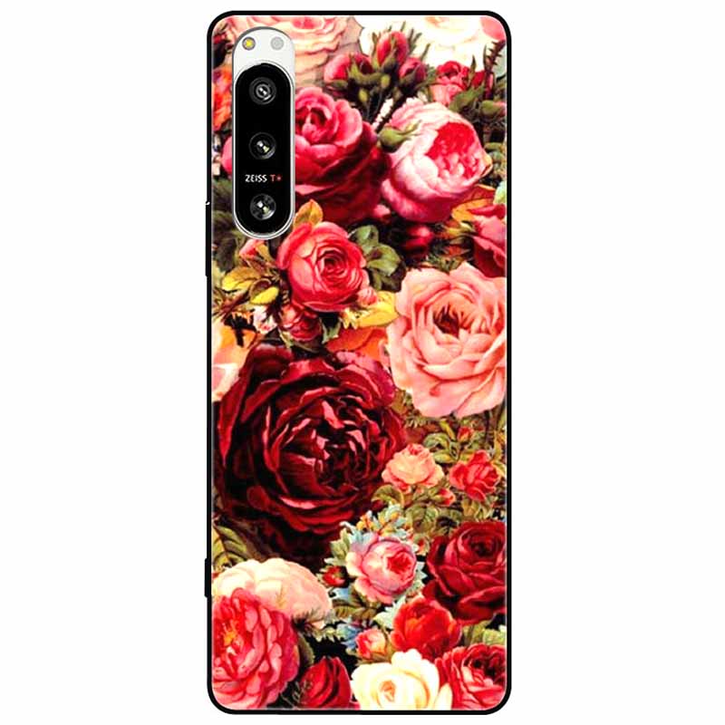 For Sony Xperia 5 IV / 1 IV Case 10IV Soft Silicone Flower Phone Back Cases For Sony Xperia 10 IV V Cover 5IV TPU Bumpers 10V