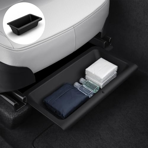Spigen Tesla Model Y Juniper (2026/2025) Under-Seat Storage Box, 1 Piece, Under-Seat Organizer Tray, TO222J ACP10638 (Black)