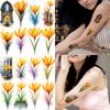 9pcs Temporary Tattoo Flower Tattoos Watercolor Yellow Floral Designs Temporary Tattoo Stickers For Ladies Arms Chest