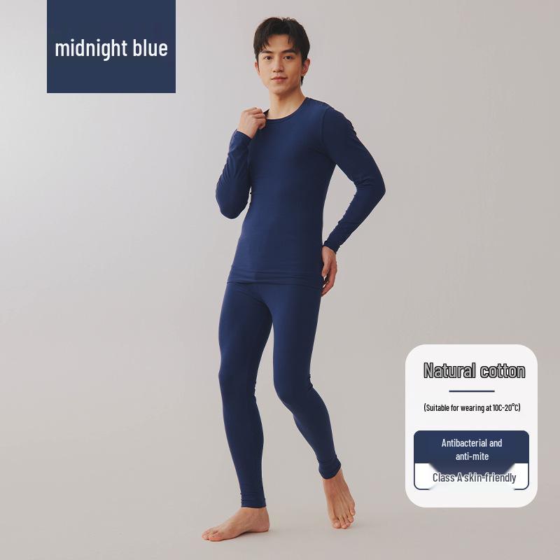 2025 Men's Slim-Fit Warm Thin Cotton Underwear Set - Class A Brushed Baby Cotton for Autumn