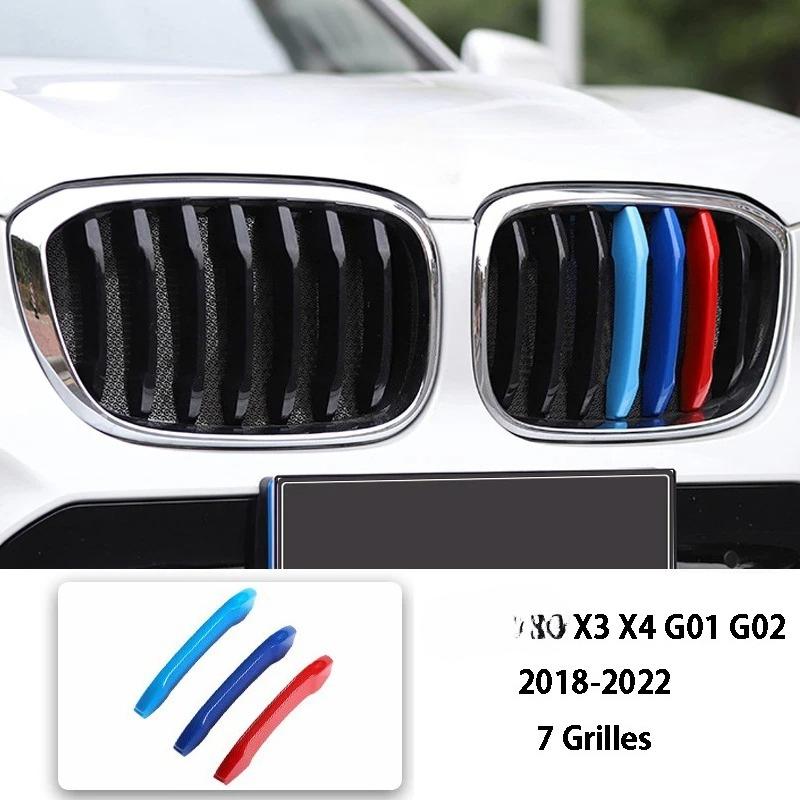 3 Color Car Front Grille Cover Bumper Stripe Stickers X1 X3 X4 X5 X6 F25 F26 F48 G01 G02 G20 G28 Car Styling Accessories