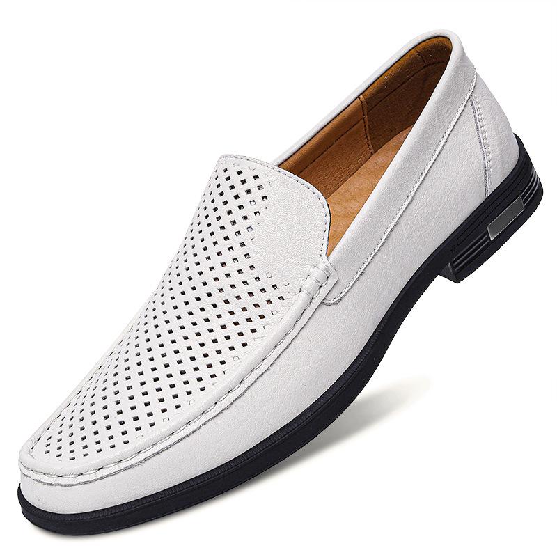 Men's Plus Size Summer Cowhide Casual Loafers - Slip-On Leather Driving Shoes