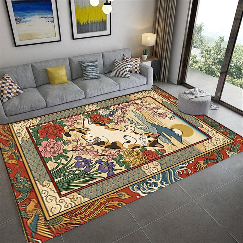 2025 New Cat Flower Carpet Rug for Living Room Bedroom Home Sofa Decoration,Kids play Non-slip Floor Mat42