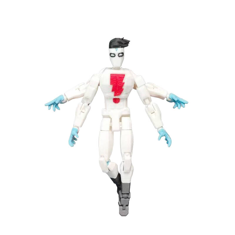 3D Tištěná kloubová akční figurka Invincible Mark Vícekloubový pohyblivý model Sběratelská hračka Pruhovaný design 13 cm