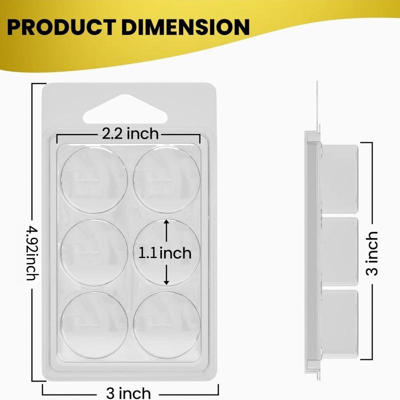50pcs Wax Melt Molds with 6 Circle Cavity Clear Plastic Wax Melt Clamshell Wickless Wax Melt Candles Essential Oil Packaging Box
