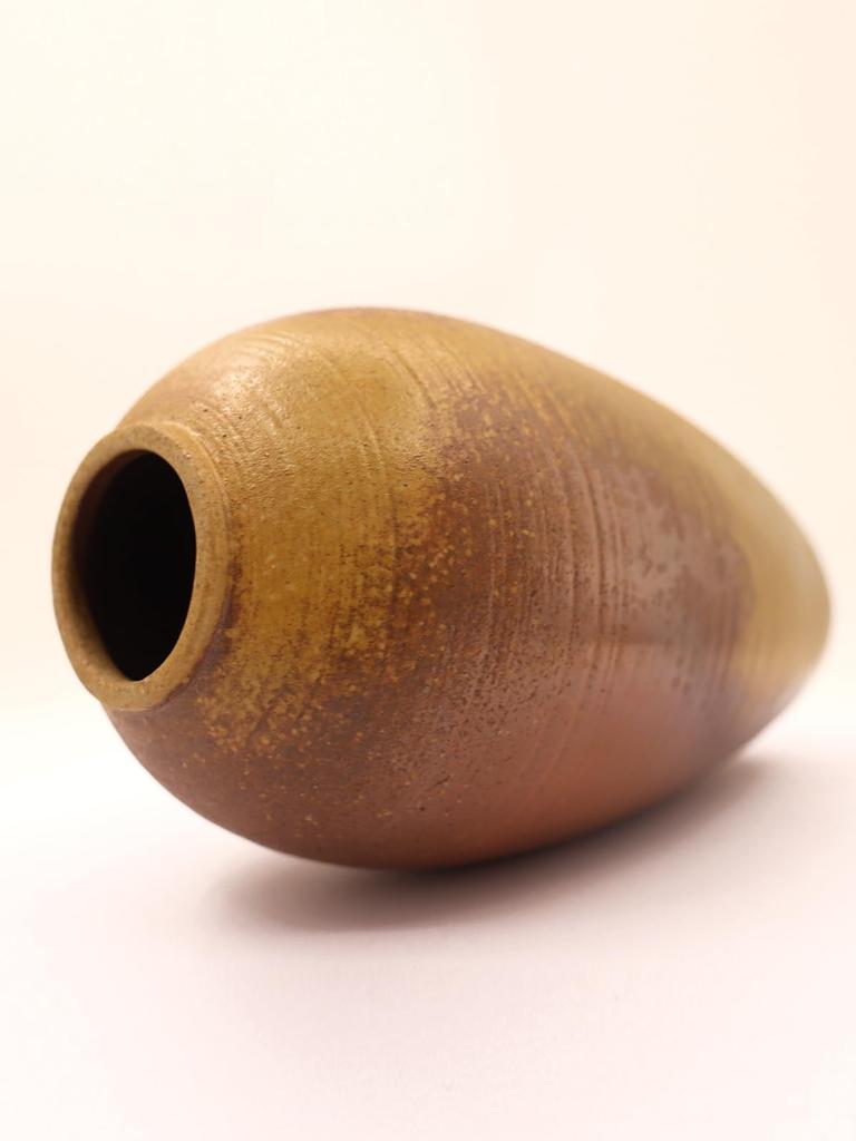 VerdeFlow wood-fired small vase, approximately 9.5cm diameter x 18.5cm high, perfect for Japanese wabi-sabi style interior decor, hydroponics, fresh