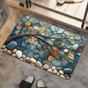 Ginkgo Flower Geometric Pattern Carpet Bathroom Kitchen Living Room Door Mat Natural Art Print Indoor Floor Decoration Mat
