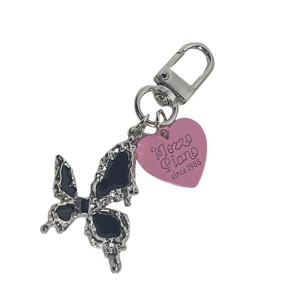 Gothic Crosses Butterfly Keychain Dark Tone Zinc Alloy Portable Sturdy Accessory for Keys Bags Everyday Use