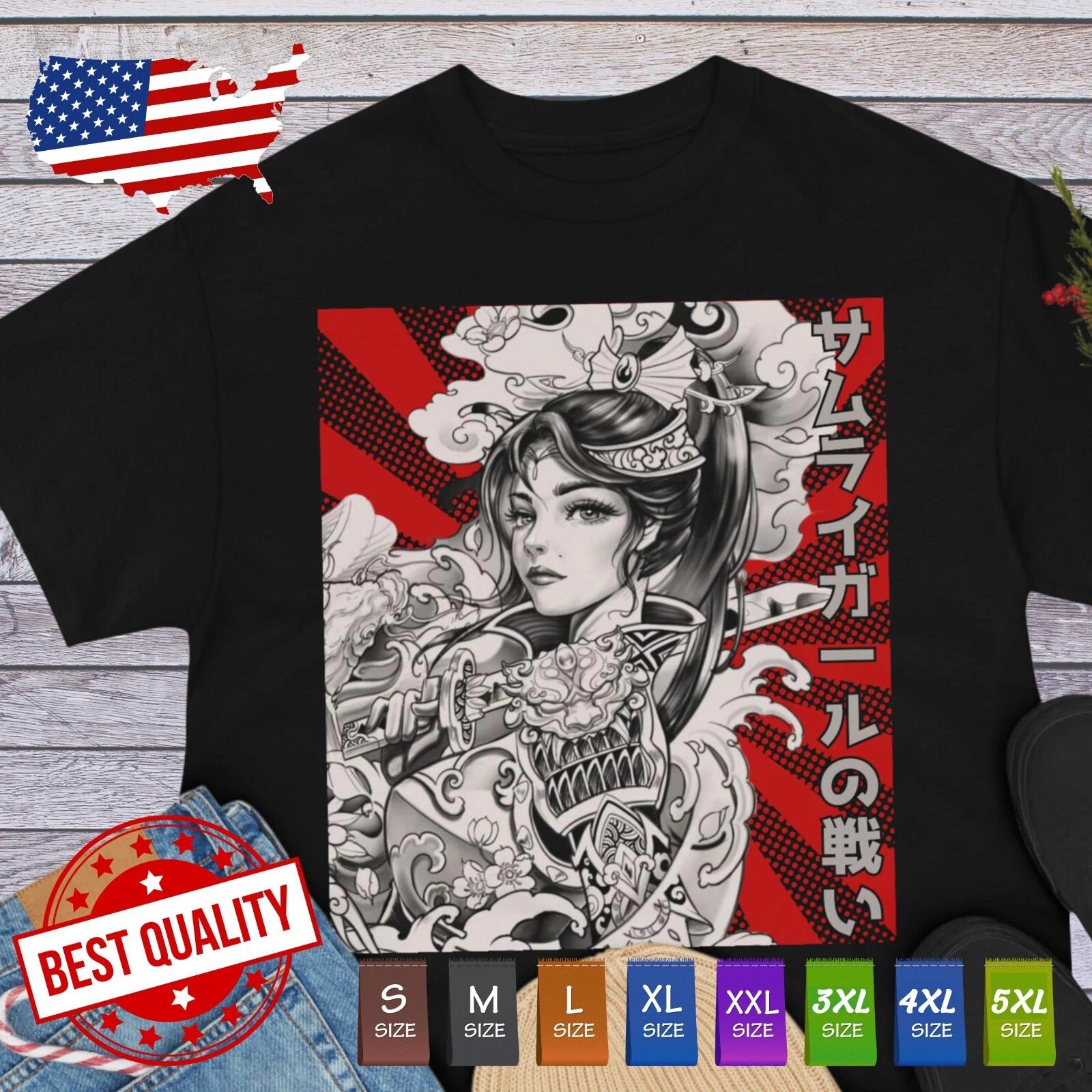 Samurai Warrior Girl T Shirt Anime Clothing Japanese Manga Gift Cosplay Tee M