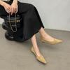 2024 Spring New Metal Buckle Suede Solid Color Versatile Pointed Flat Sole Single Shoes Light Mouth Flat Heel Soft Sole Women's Shoes