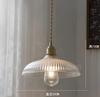 Japanese brass semicircular glass chandelier Nordic simple bed and bed bedroom hallway balcony bar dining room light
