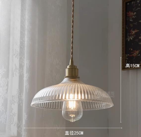 Japanese brass semicircular glass chandelier Nordic simple bed and bed bedroom hallway balcony bar dining room light