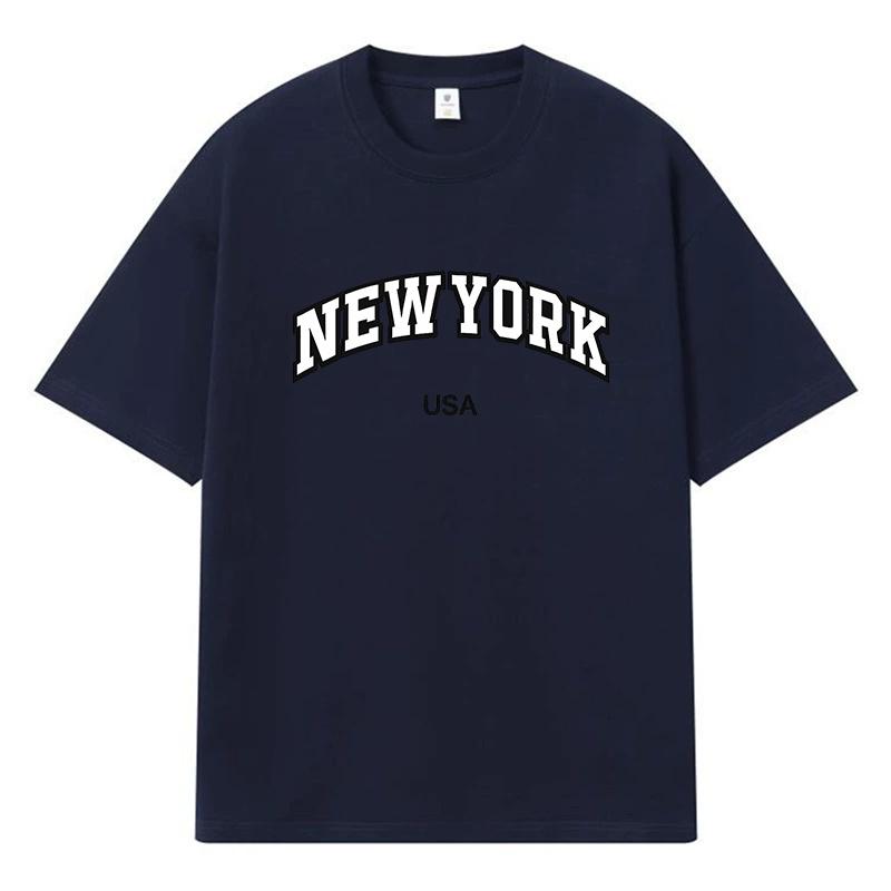 2026 Newyork Usa Printed Graphic Y2k Harajuku Streetwear 100% Cotton T Shirt Casual Oversized Summer Men T-shirt