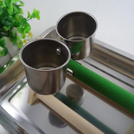 Metal Bird Parrot Feeder Food Water Feeding Bowl Pet Cage Clip Cup Dispenser