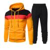 Spring and Autumn Men's Fashion Color Matching Splicing Suit Hooded Running Outdoor Sports Suit Men's Sweater