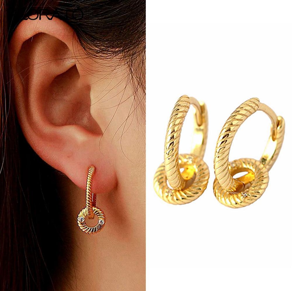 925 Silver Ear Needle Simple 10/15/25mm Hoop Earrings for Women Round Dangle Gold Earrings Fashion Korean Jewelry