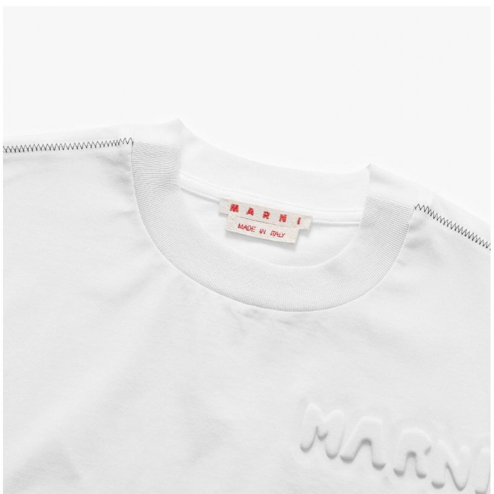 Marni Thjet49qx Utc017 00w01 Logo Women S Short Sleeve Tee