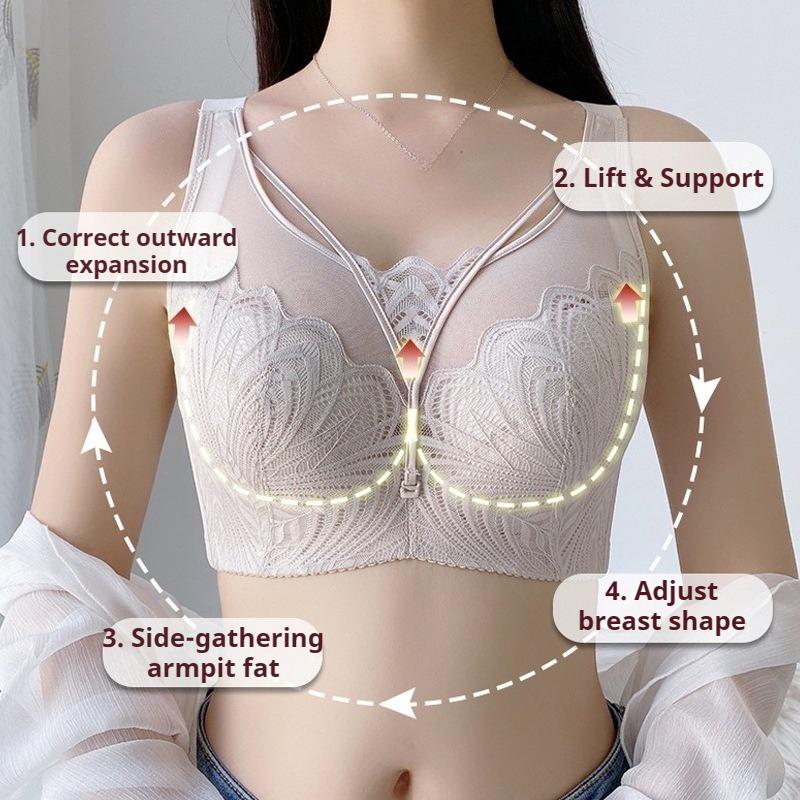 Thin Adjustable Bra Plus-size Tube Top Push-up Bra for Large Breasts Full-cup Bra for Side Breast Reduction and Sagging Prevention