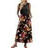 Women Sleeveless Floral Print Casual Waist Dress Crew Neck Maxi Dress Lightweight Soft Fabric for Everyday Wear