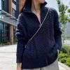 Women's High Neck Zipper Cable Knit Wool Cardigan - Soft, Thick, and Loose Fit Sweater for Autumn and Winter