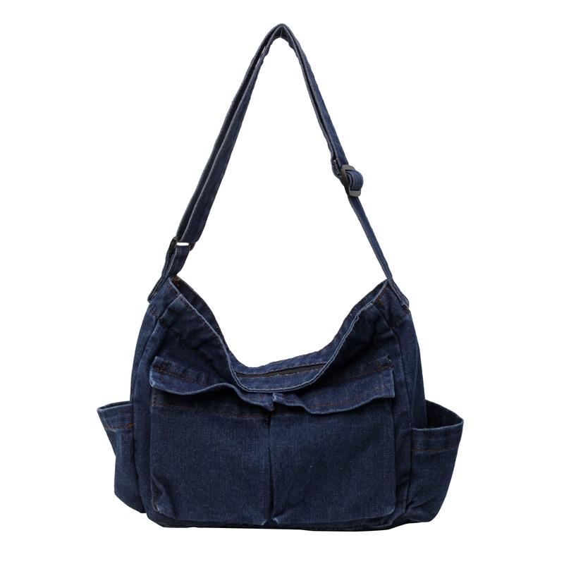 Canvas bag crossbody bag women's popular new large-capacity shoulder bag casual denim Japanese literature student class bag