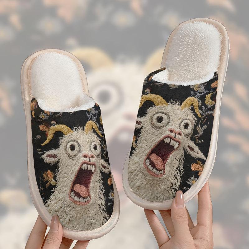 Hot Selling Scream Goat Pattern Cotton Slippers for Men and Women - Autumn/Winter Collection
