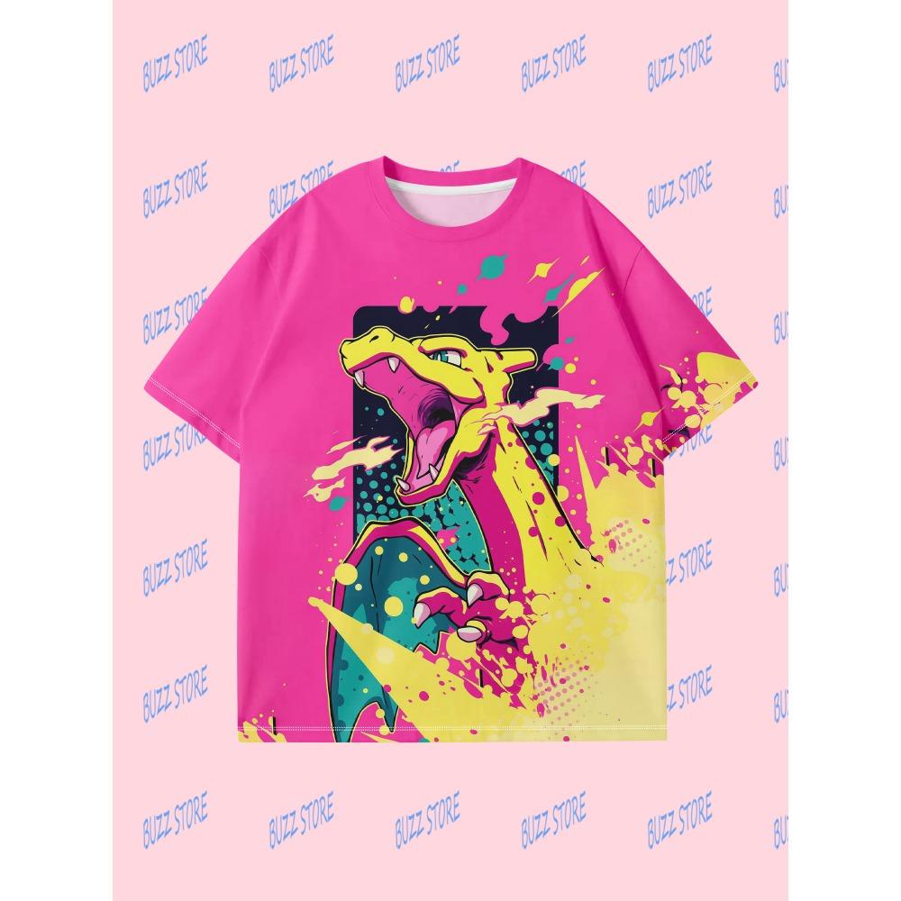 

3D printed short sleeved T-shirt, Pocket Monsters, comfortable and breathable outdoors, suitable for adults and children 6XL
